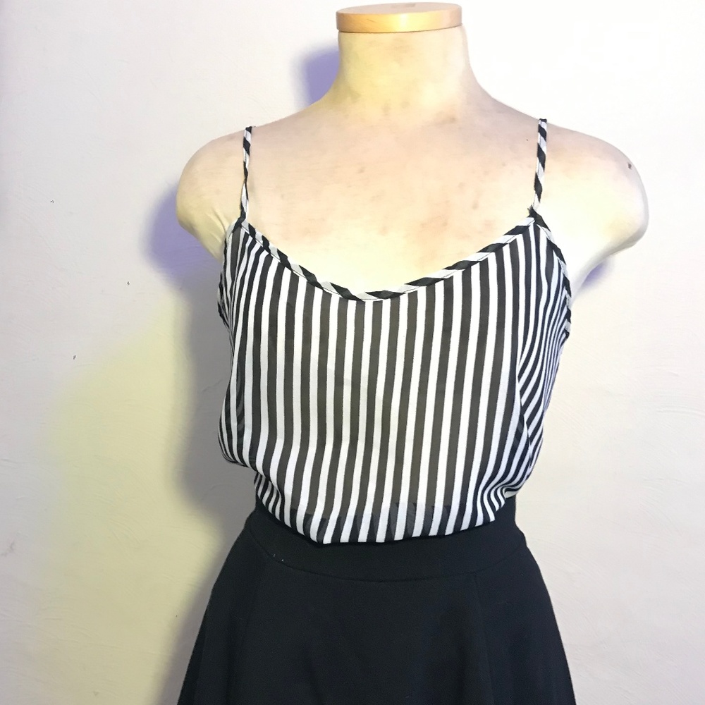 American Apparel black & white striped tank top